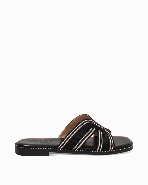 CHAUSSURES POUR FEMMES FLAT TISSU NERO, BLACK