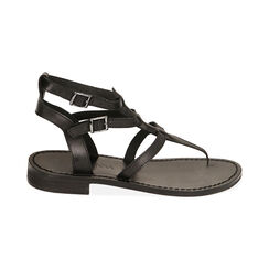 Sandali infradito neri in pelle, Primadonna, 21B814022PENERO035, 001 preview