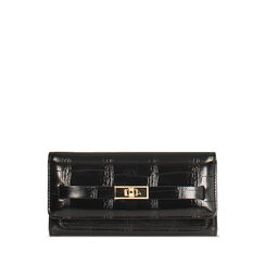 Portefeuille en synthétique effet coco noir avec détails chics, Primadonna, 265705011CCNEROUNI, 001a