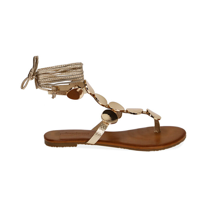 Sandalias cordones laminado dorado | Primadonna Collection