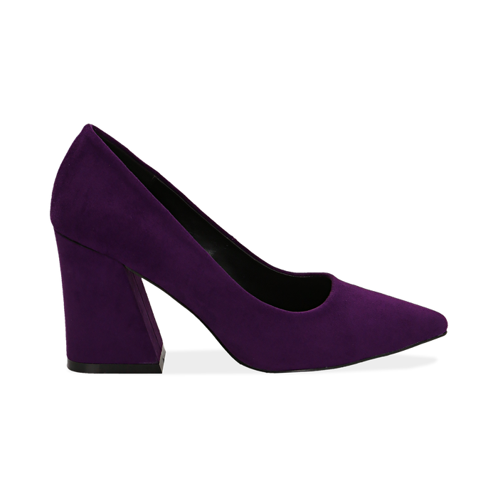 Decollete Viola In Microfibra Tacco A Trapezio 9 Cm Primadonna