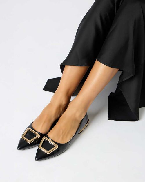 Ballerine lucide nere, BLACK