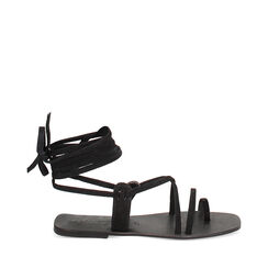 Sandali con lacci in pelle neri, Primadonna, 236704151CMNERO035, 001a