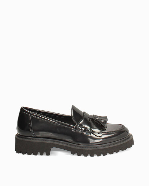 Mocassini neri con tacco 3,8 cm, BLACK