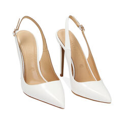 Décolleté slingback bianche, tacco 11 cm, Primadonna, 232186002ABBIAN035, 002 preview