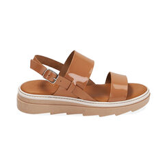 Sandali nude in pelle vernice, Primadonna, 214304549VFNUDE035, 001 preview