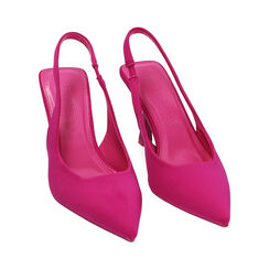 Décolleté slingback fucsia in tessuto, tacco 8,5 cm, Primadonna, 212161201LYFUCS035, 002 preview