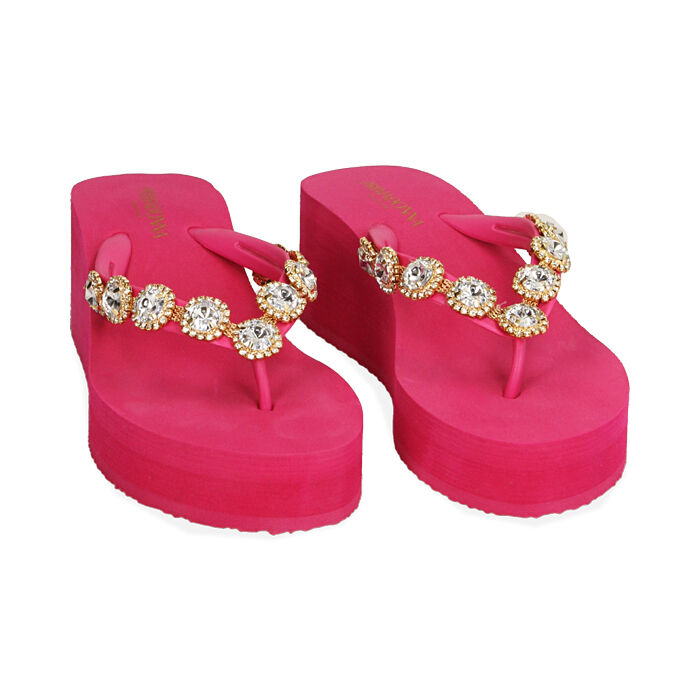 Ciabatte donna infradito fucsia in pvc zeppa 5 cm Primadonna