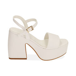 Sandali bianchi, tacco-zeppa 10,5 cm , Primadonna, 19N205311EPBIAN036, 001 preview