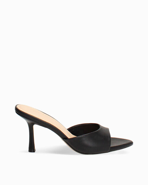 Mules open toe nere tacco 8,5 cm, BLACK