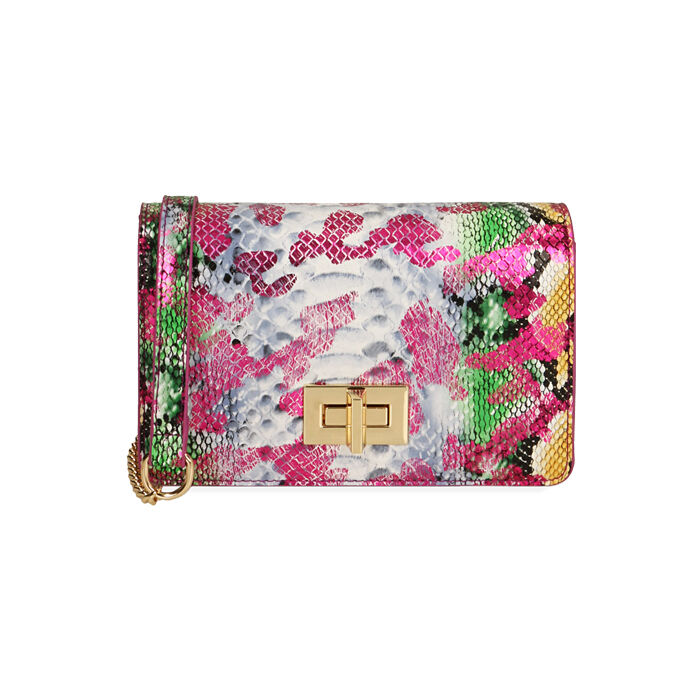 Borsa a tracolla donna fucsia stampa pitone | Primadonna Collection