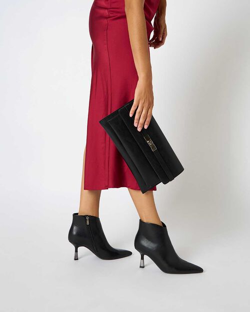 Tronchetti neri con tacco di 7,5 cm da donna, BLACK