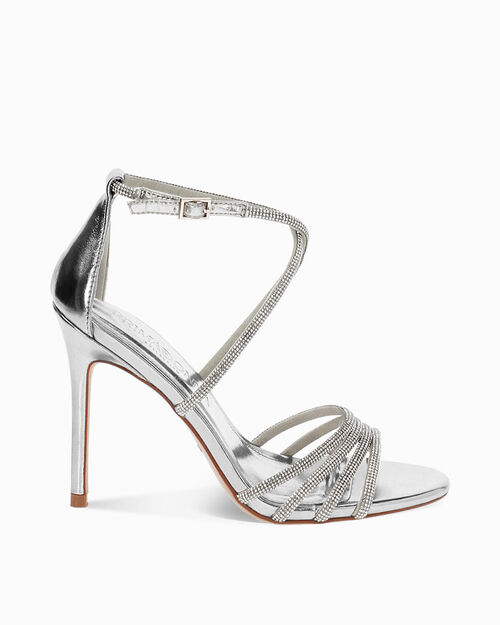 WOMEN SHOES SANDAL BRAIDED STONES ARGE, SILVER