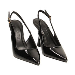 Décolleté slingback nere in vernice, tacco 8 cm, Primadonna, 234912902VENERO035, 002 preview