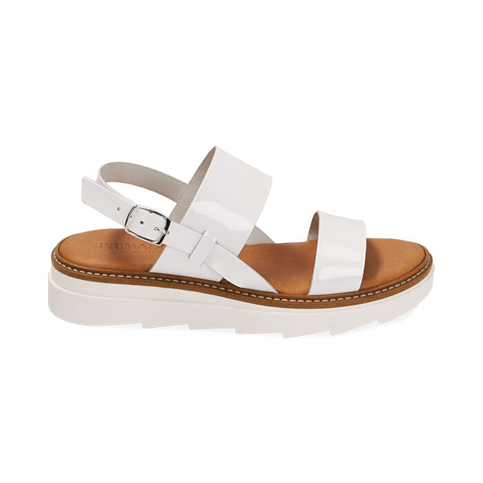 Sandali bianchi in pelle vernice, Primadonna, 214304549VFBIAN035