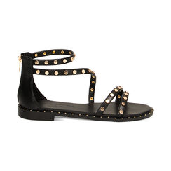 Sandali bassi neri con borchie, Primadonna, 234922854EPNERO036, 001 preview