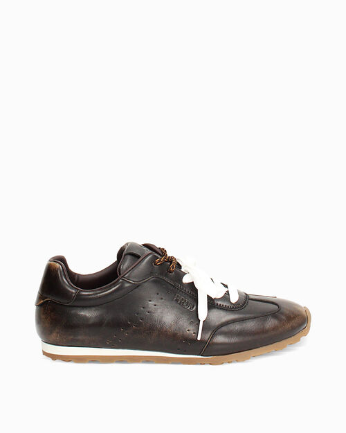 Sneakers marr&oacute;n oscuro con cordones blancos, DK BROWN