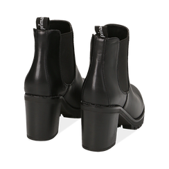 Chelsea boots neri in eco-pelle, tacco 8 cm , Scarpe, 140637851EPNERO036, 004 preview