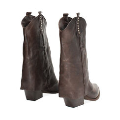 Stivali texani in vera pelle testa di moro con borchie ottone, Primadonna, 268038001PAMORO036, 003 preview