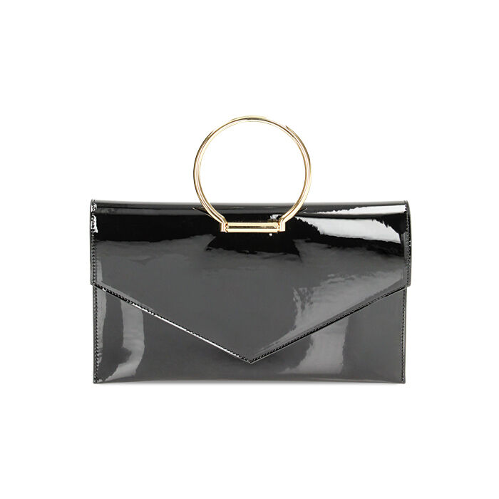 BAG POCHETTE BAG SYNTHETIC PATENT NERO