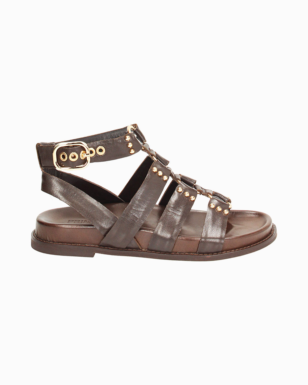 Sandali bassi donna marroni in pelle