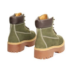 Polacchino verde in nabuk con tacco 4,8 cm, Primadonna, 266360001NBVERD035, 004 preview