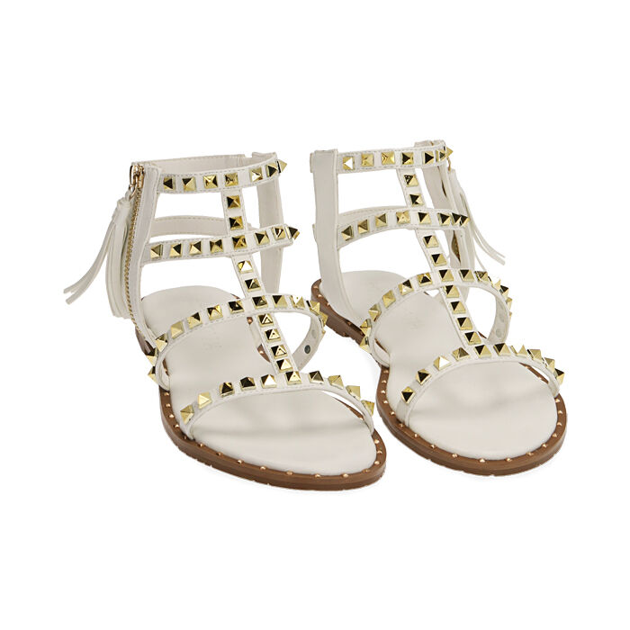 Sandali donna bianchi con borchie Primadonna Collection
