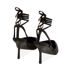 Décolleté slingback donna nere allacciate in tessuto, tacco 8,5 cm, Primadonna, 252100805LYNERO036, 004 preview