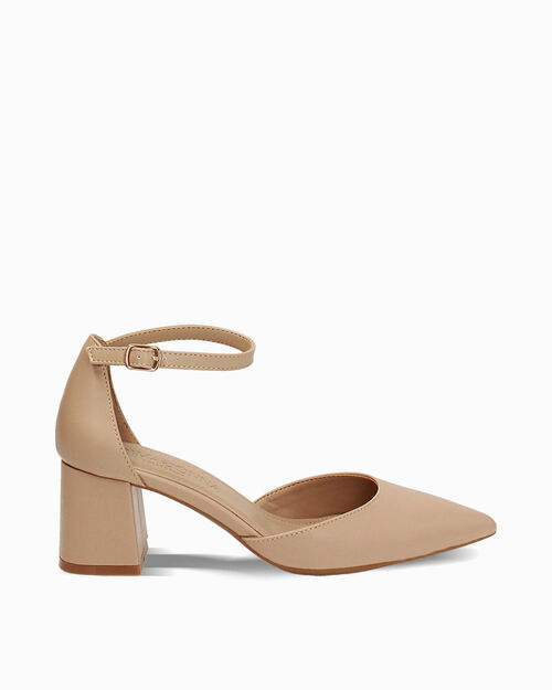 Open shank beige tacco 6 cm, BEIGE