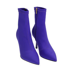 Ankle boots viola in lycra, tacco 8,5 cm , 182162809LYVIOL035, 002a