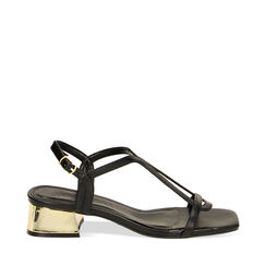 Sandali neri, tacco 3,5 cm, Ultime occasioni, 234911607EPNERO040, 001a