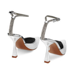 Décolleté slingback donna argentate in laminato, tacco 10 cm, Primadonna, 252193601LMARGE035, 004 preview