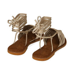 Sandali lace-up oro in pelle, SPECIAL SALE, 196708030PEOROG038, 004 preview