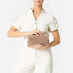 Pochette femme rose or en laminé avec pierres, Primadonna, 255126052LPRAORUNI, 002a