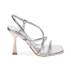 Sandali argento laminato, tacco 9,5 cm, Primadonna, 212100107LMARGE036, 001 preview