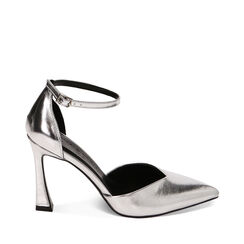 Décolleté cinturino argento, tacco 9,5 cm, Primadonna, 222159707LMARGE035, 001a