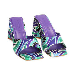 Mules viola in raso, tacco 8 cm , Scarpe, 192121402RSMUVI036, 002 preview