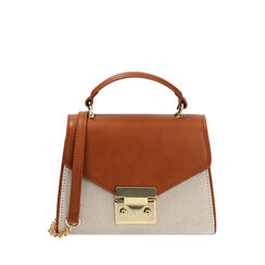 Mini bolsa mujer beige en lona, Primadonna, 255130086CABEIGUNI, 001a