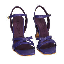 Sandalias moradas con punta cuadrada, tacón 10 cm , Primadonna, 19M824115EPVIOL035, 002a