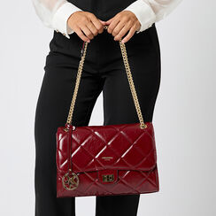 Borsa a tracolla bordeaux con dettagli matelassè, Primadonna, 265700586EUBORDUNI, 002a