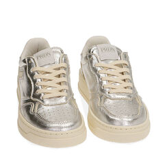 Sneakers argento laminato, suola 4 cm, Primadonna, 20F999215LMARGE035, 002a