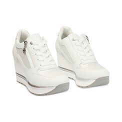 Sneakers bianche tacco 8 cm, Scarpe, 272811615EPBIAN036, 003 preview