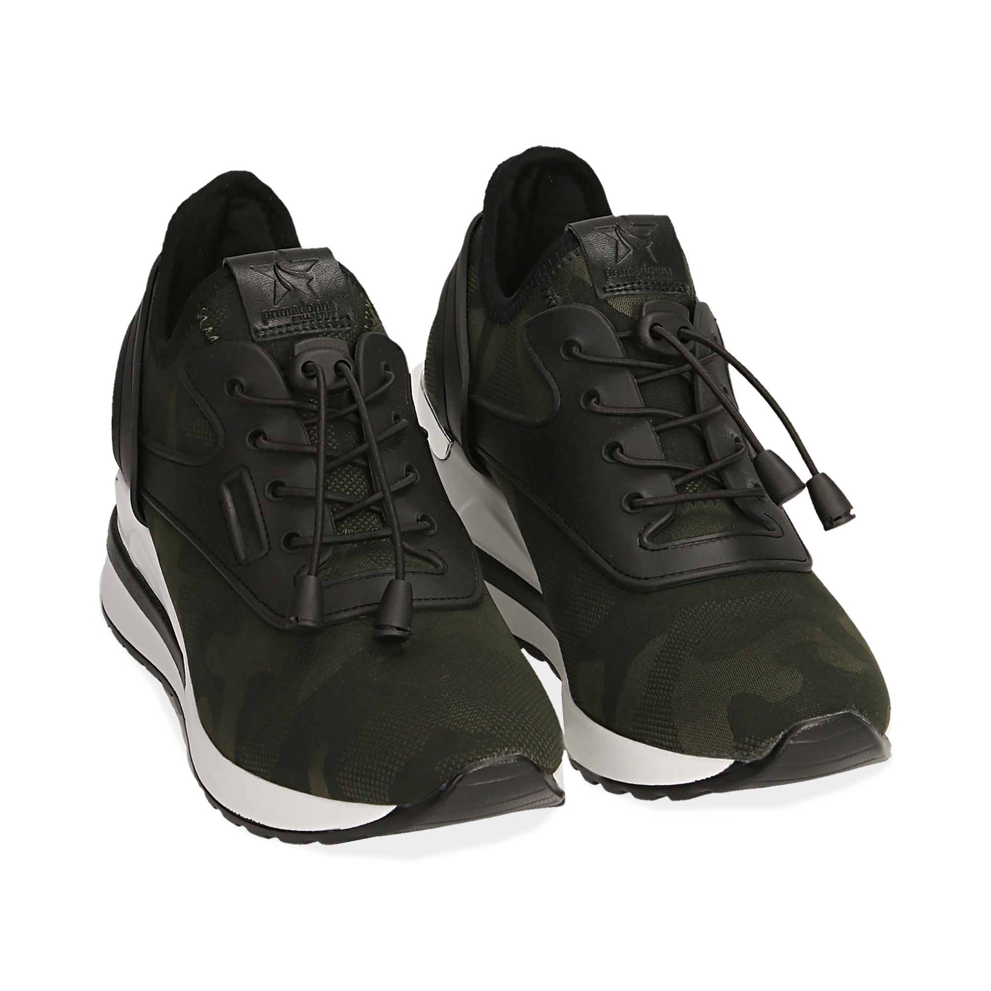 Sneakers camouflage in tessuto con zeppa | Primadonna Collection