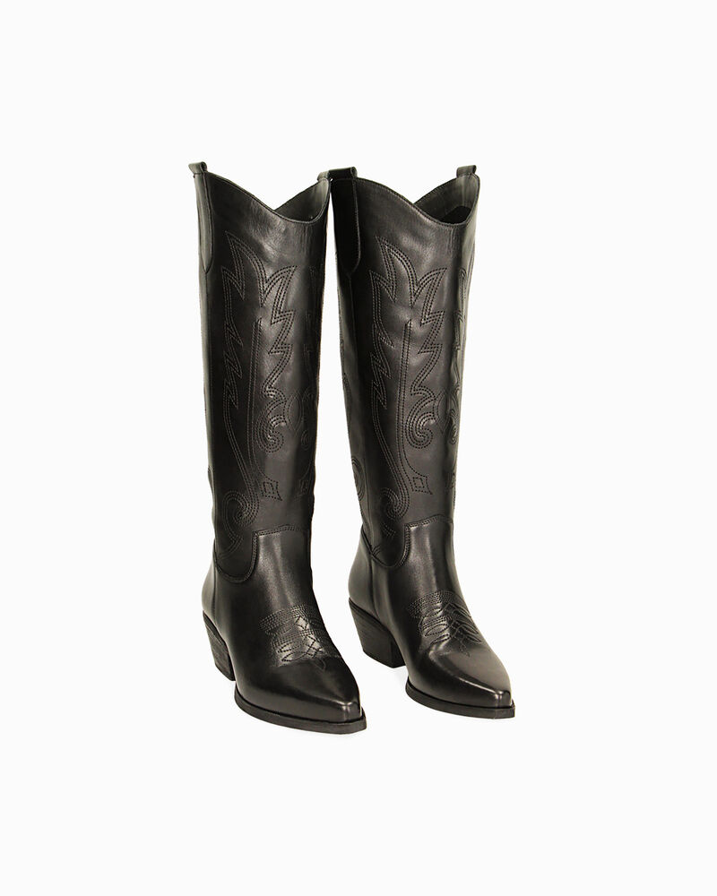 Botas texanas negras de cuero image number null