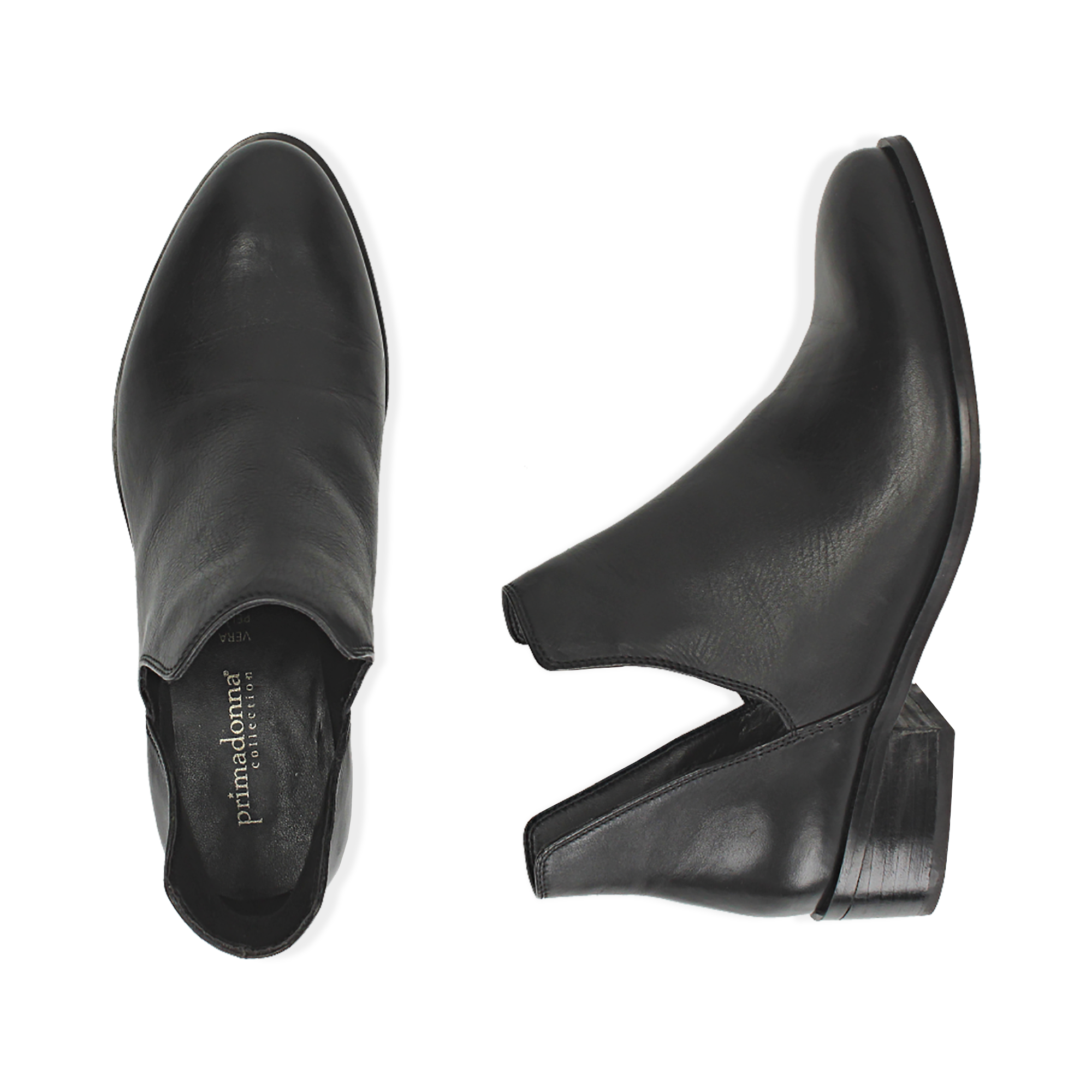 Botines en piel color negro, tacón 3 cm | Primadonna Collection