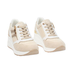 Baskets femme beige en tissu, Primadonna, 252850975TSBEIG035, 003 preview