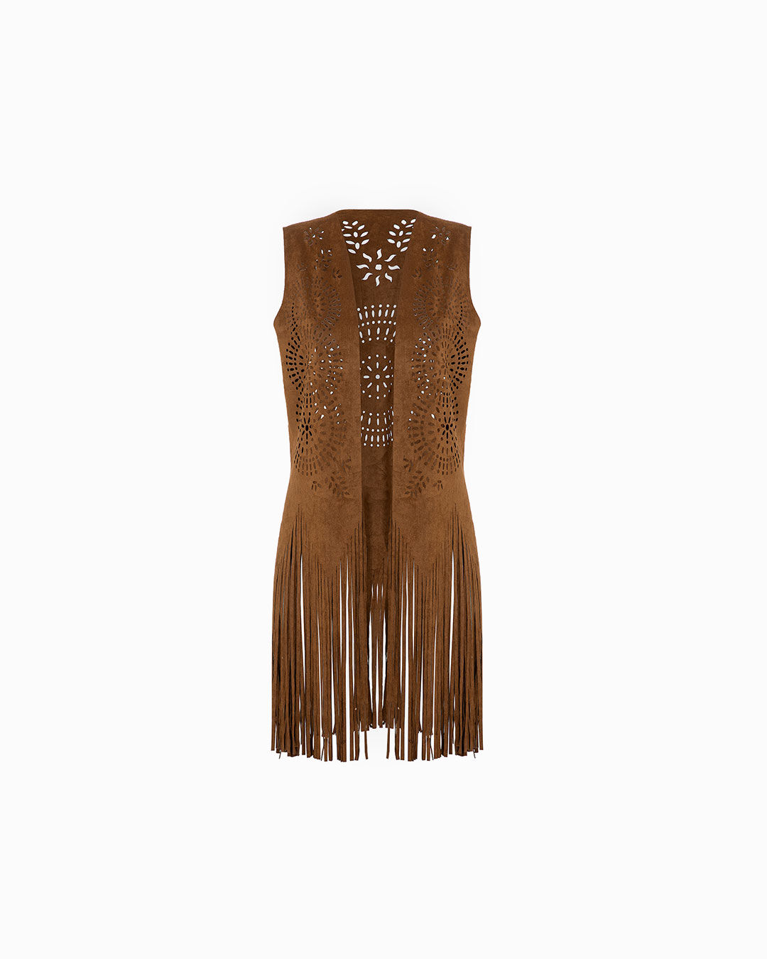 Gilet cognac elegante con dettagli raffinati
