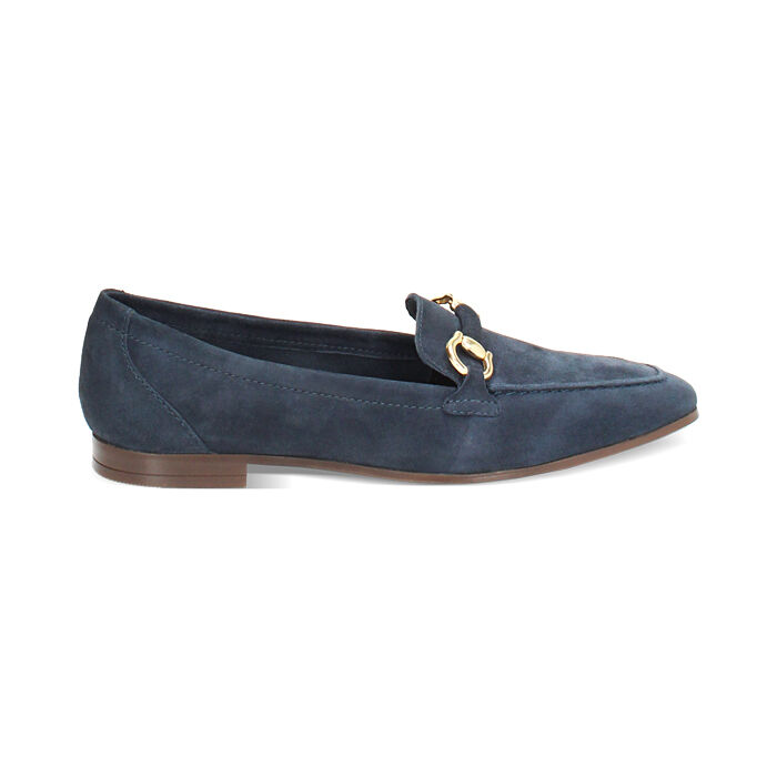 Mocassino blu in camoscio, Primadonna, 257725525CMBLUE036