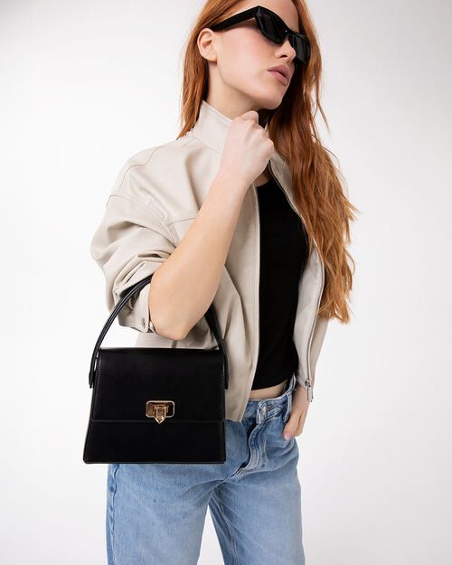 Mini bag nera con tracolla removibile, BLACK
