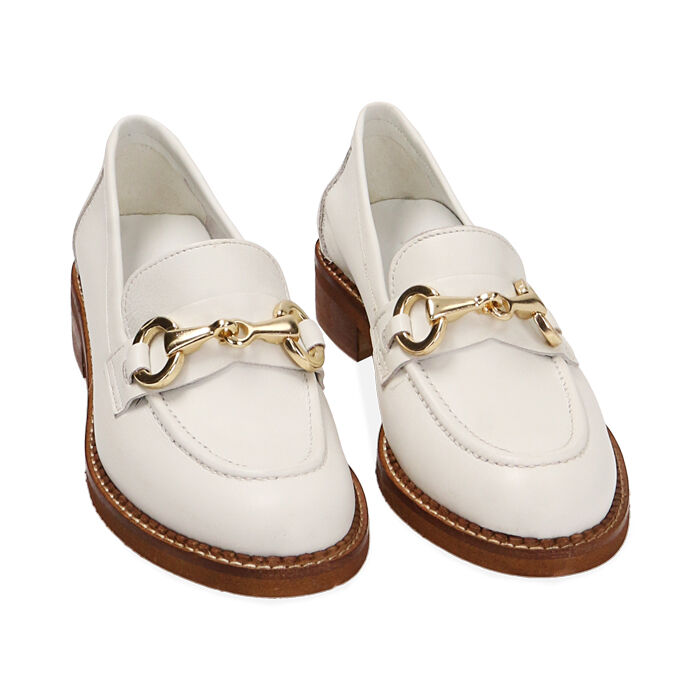 Mocassini donna flat bianchi in pelle Primadonna Collection